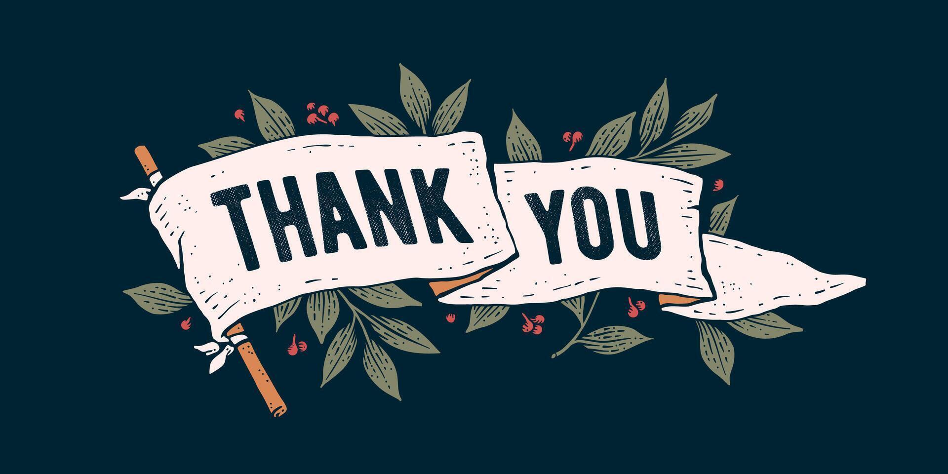 Thank You. Retro greeting card vector