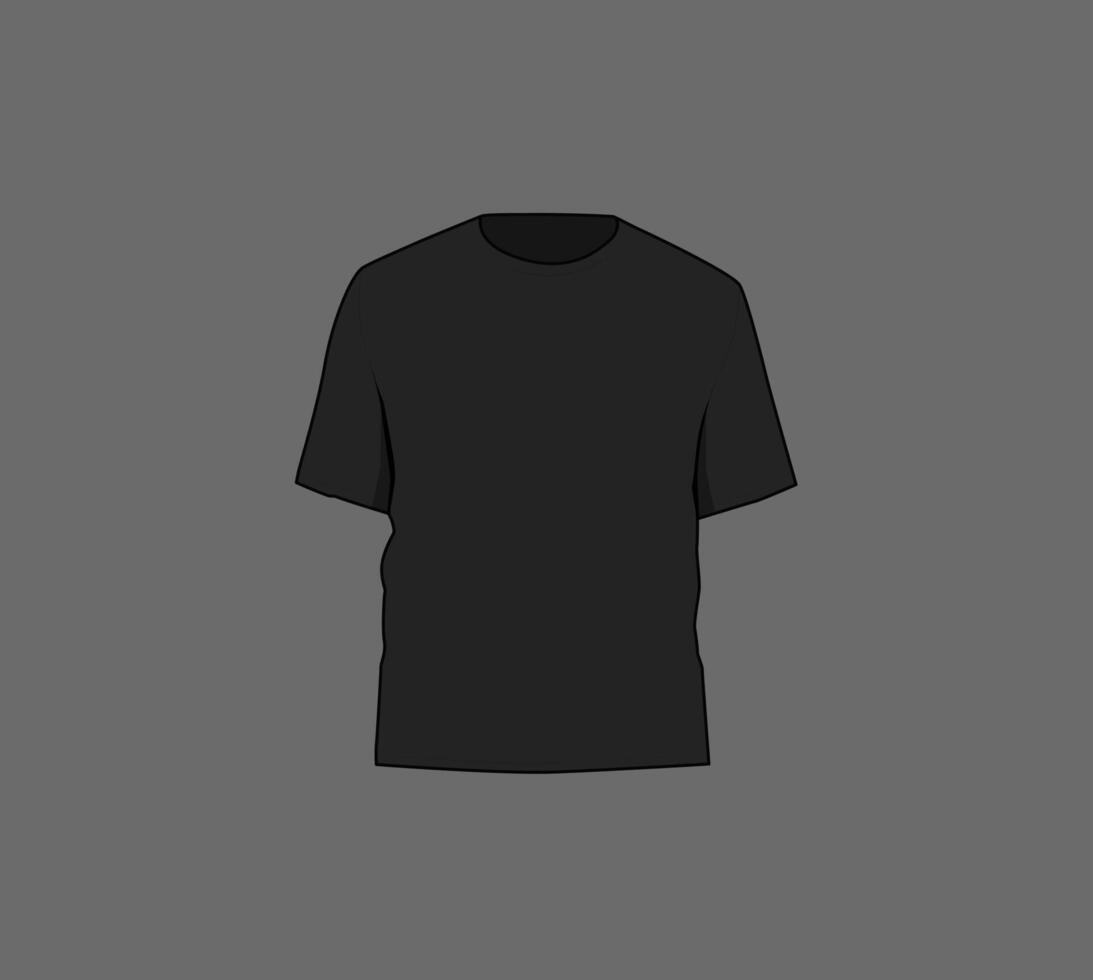 Basic black male t-shirt mockup. Front and back view. Blank textile print template for fashion clothing. vector