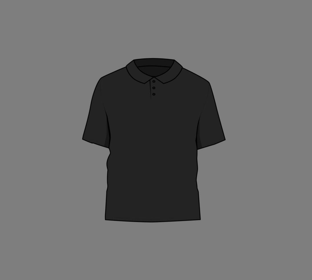 Basic black mal polo shirt mockup. Front and back view. Blank textile print template for fashion clothing. vector