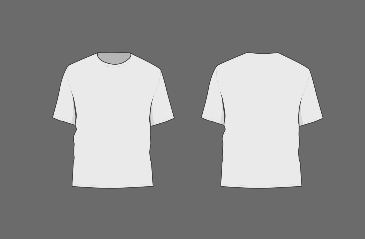 Basic black male t-shirt mockup. Front and back view. Blank textile print template for fashion clothing. vector