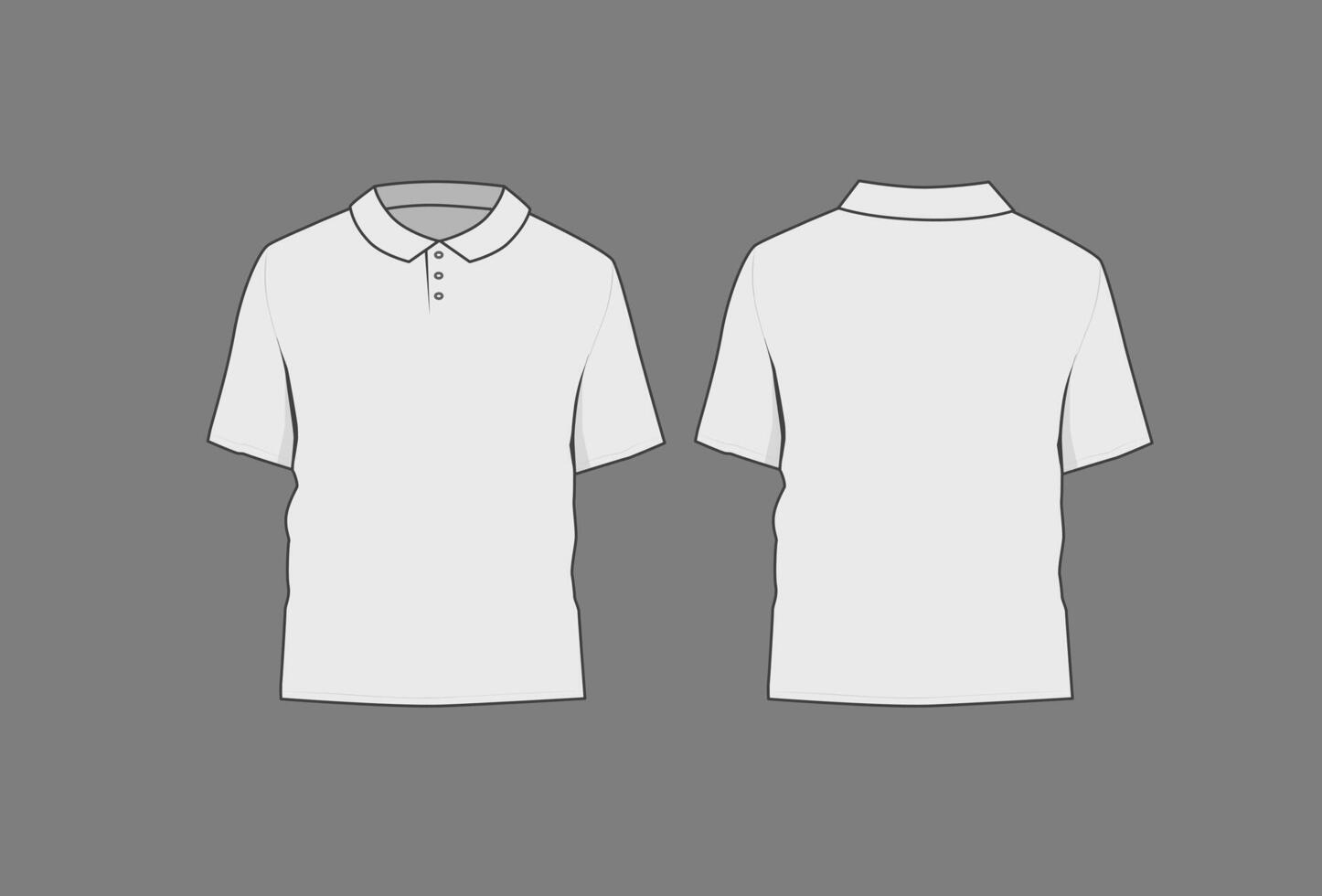 básico negro mal polo camisa Bosquejo. frente y espalda vista. blanco textil impresión modelo para Moda ropa. vector
