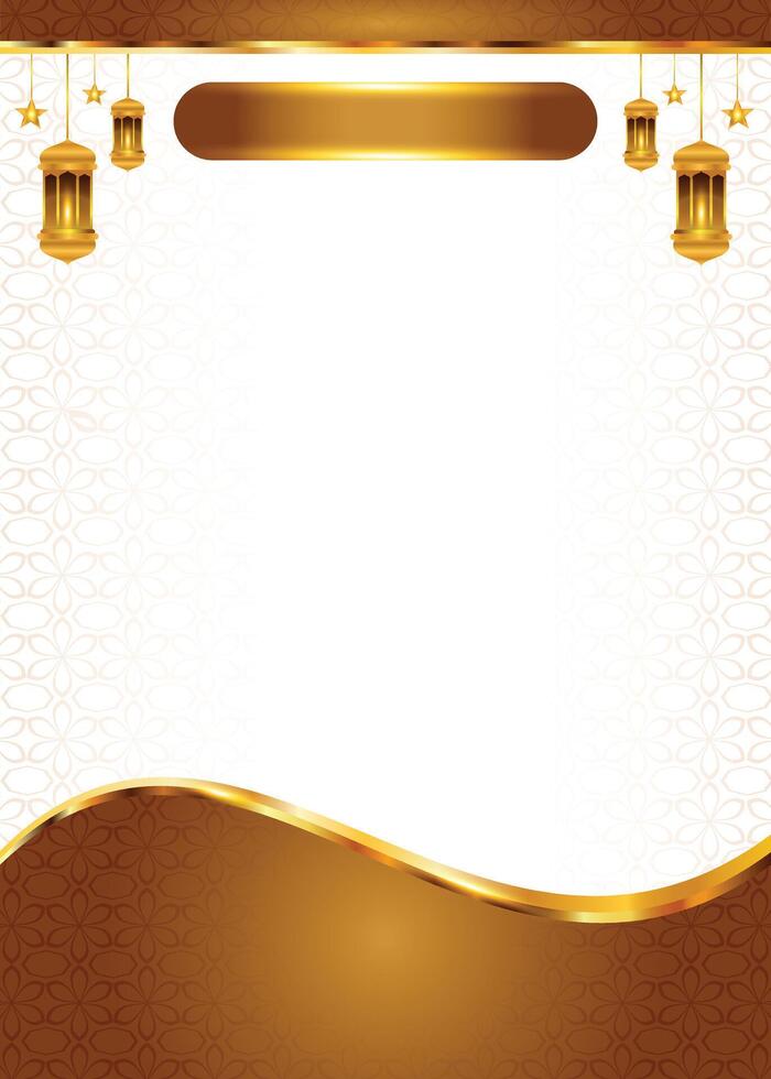 Golden Islamic background with Arabic pattern Arabic book cover Eid background vector