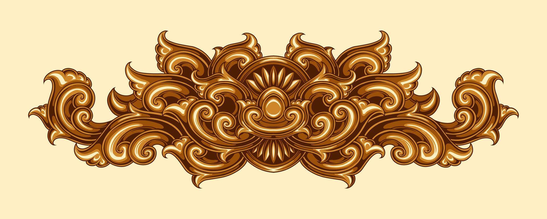 Beautiful carved decorative ornaments design for elements vector
