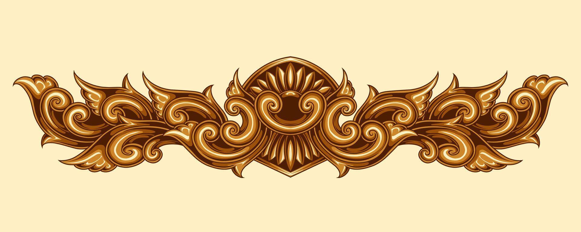 Beautiful carved decorative ornaments design for elements vector