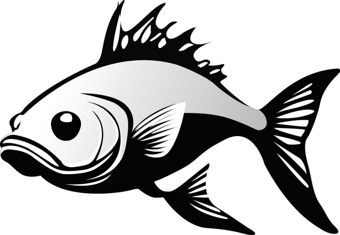 fish white and black. vector