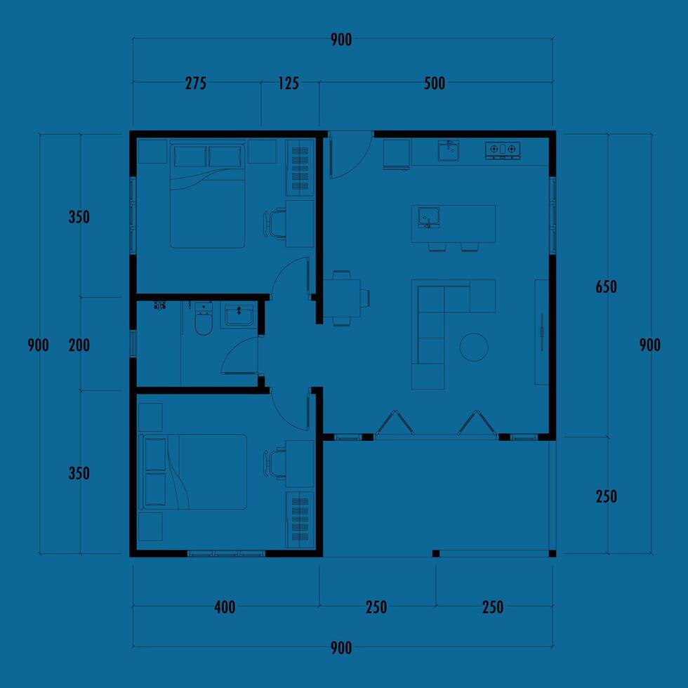 Floor plan blueprint, Figure of the jotting sketch of the construction and the industrial skeleton of the structure and dimensions. eps 10. vector