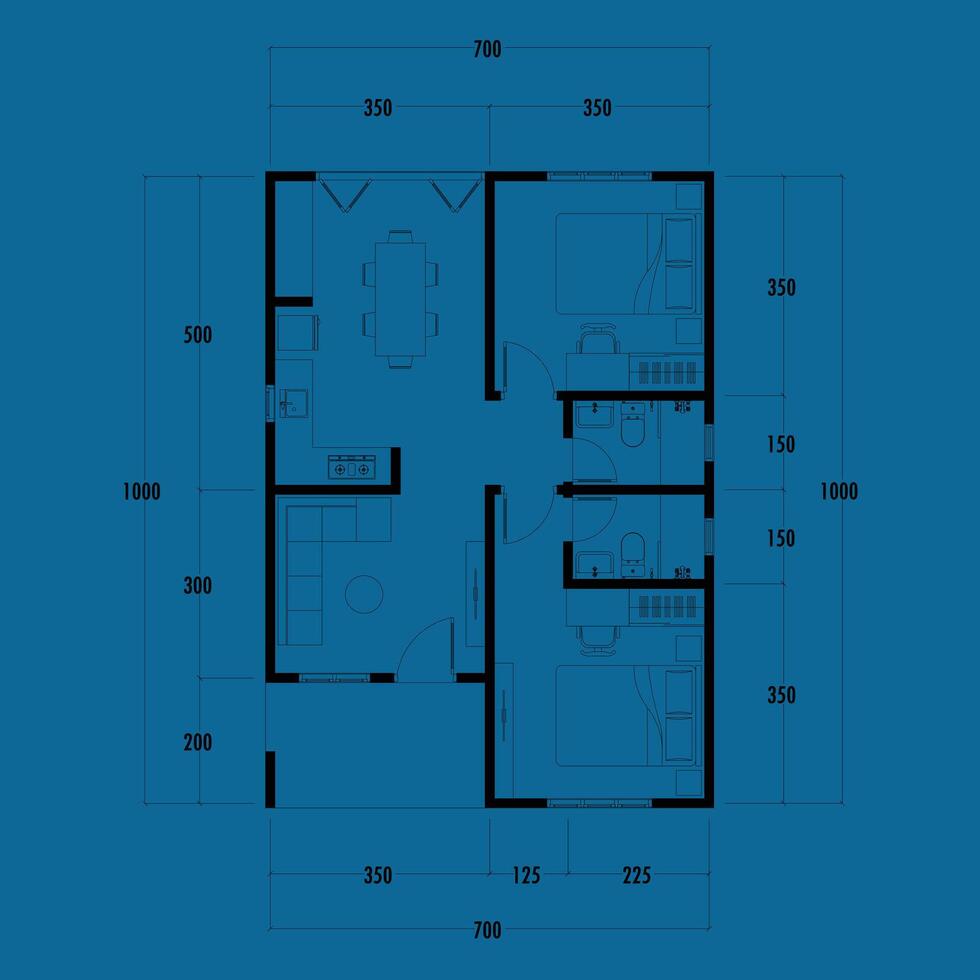 piso plan Plano, figura de el apunte bosquejo de el construcción y el industrial esqueleto de el estructura y dimensiones. eps 10 vector