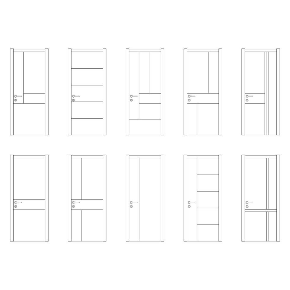 minimalista puertas conjunto gráfico negro blanco aislado bosquejo ilustración , eps 10 vector