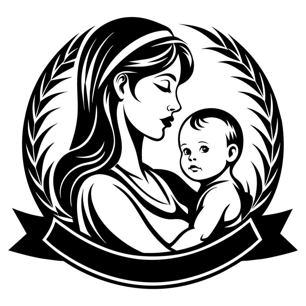 Mother day black line style art vector