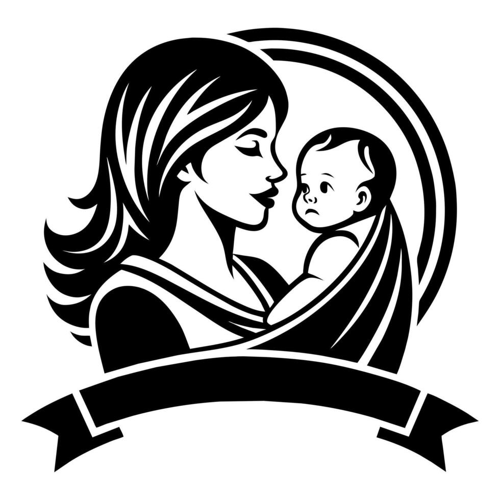 Mother day black line style art vector