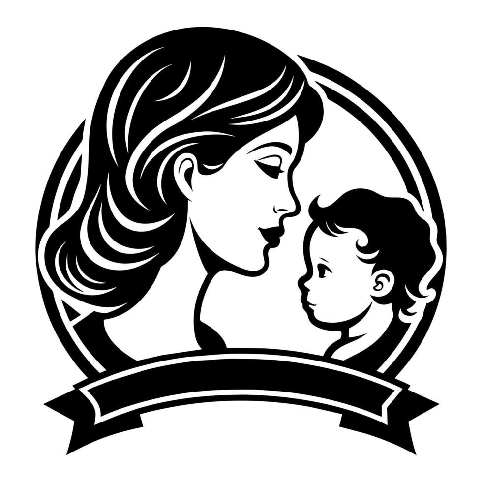 Mother day black line style art vector