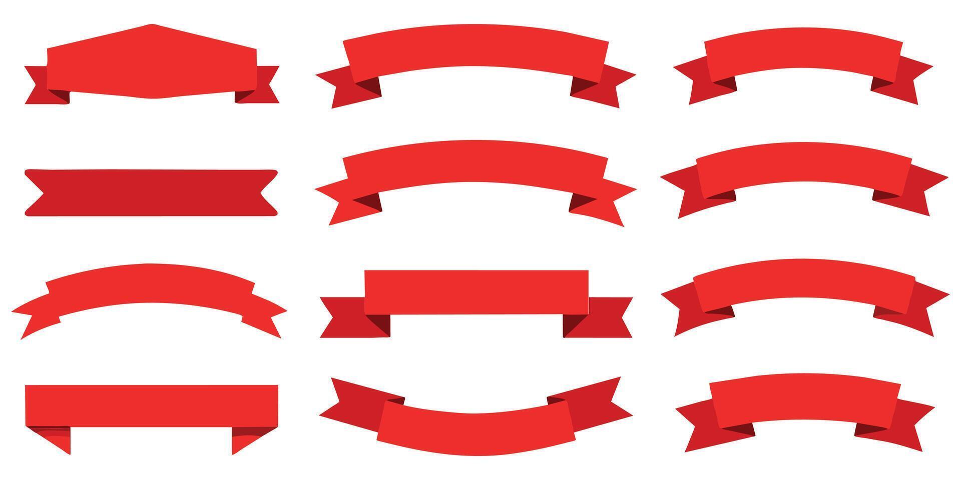cinta, bandera o etiqueta Arte colocar. plano rojo color. vector