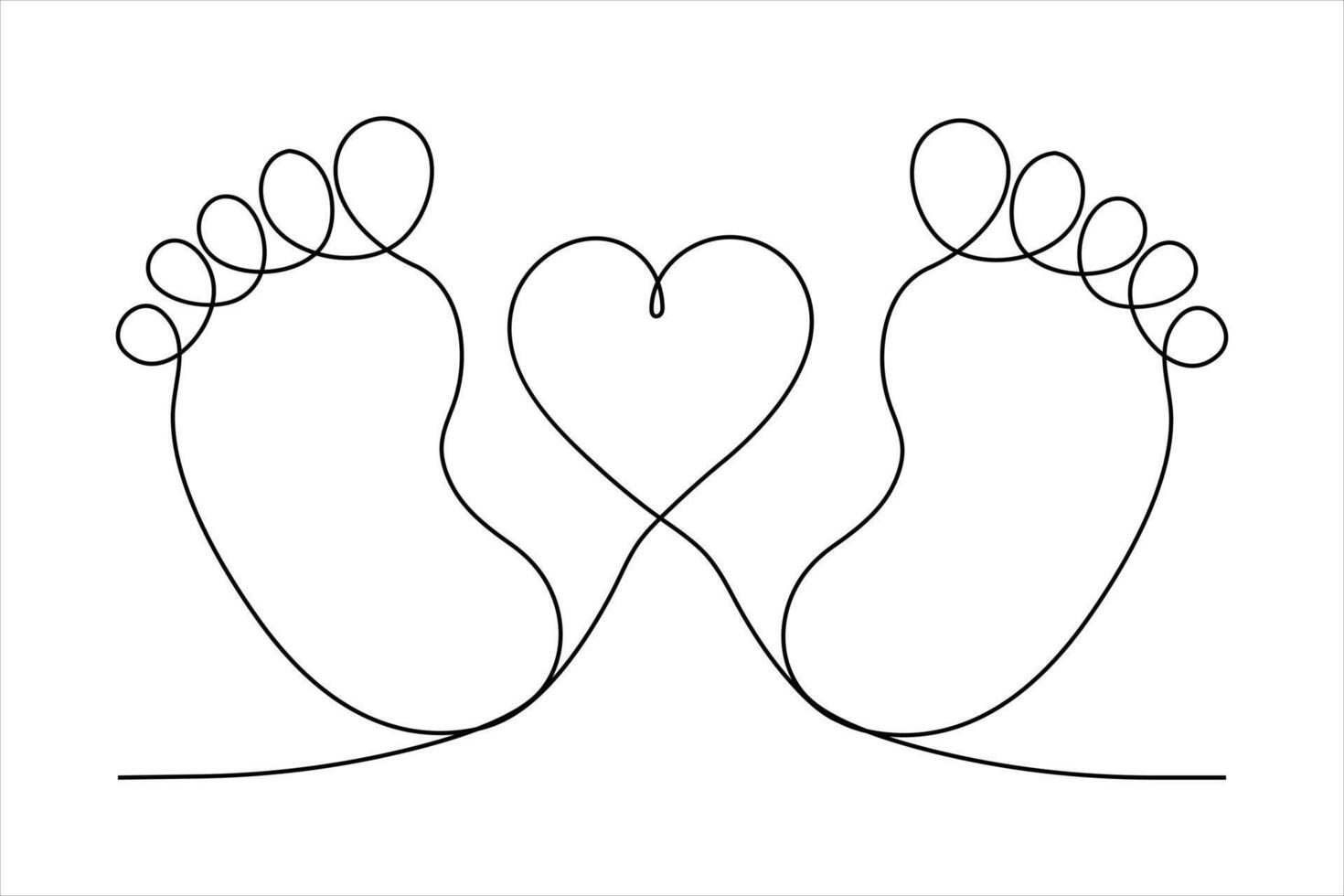 Continuous single line Baby foot one line style. Hand drawing. stock illustration vector