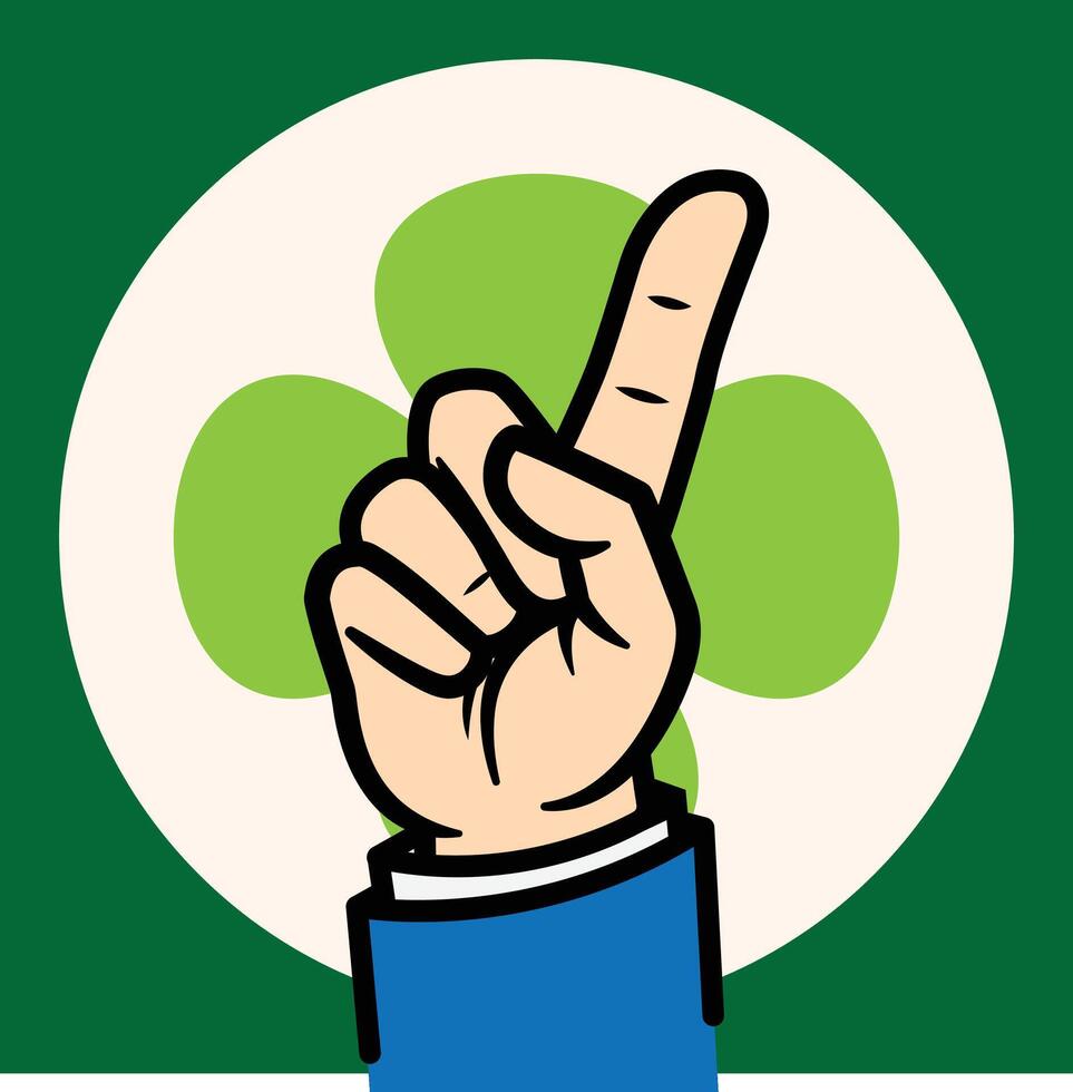 a hand pointing to the top with a green circle on it vector