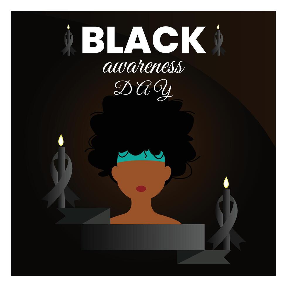 Flat design black awareness day template vector