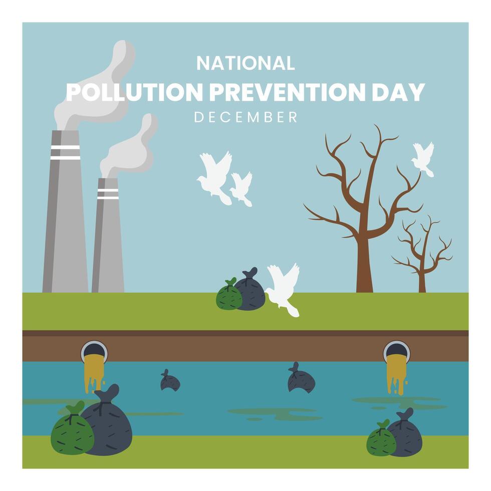 National Pollution Prevention Day Social Media Post template vector