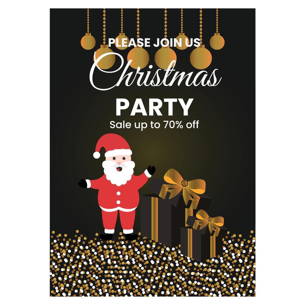 christmas party poster or flyer design template vector