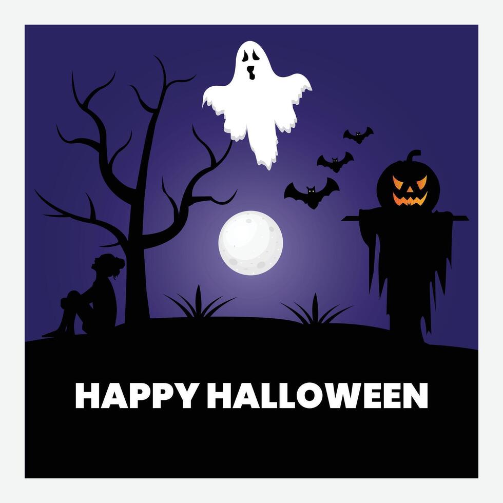 Happy Halloween social media post template vector