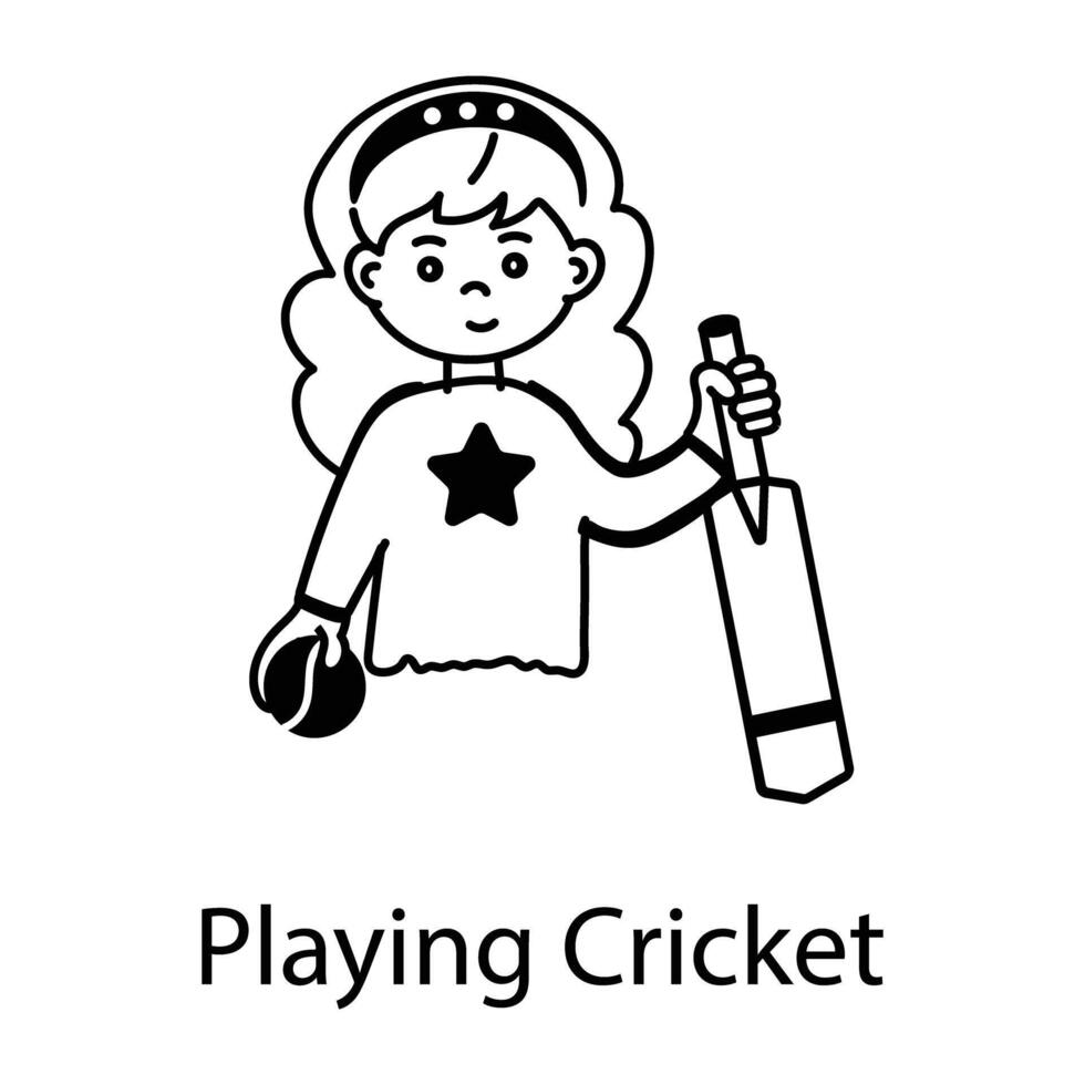 Trendy Playing Cricket vector