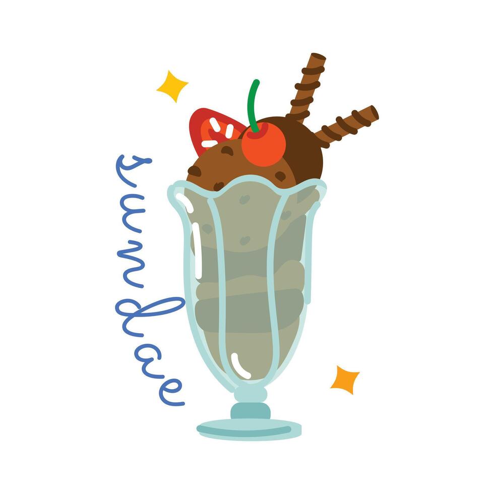 de moda helado con frutas y nueces vaso vector