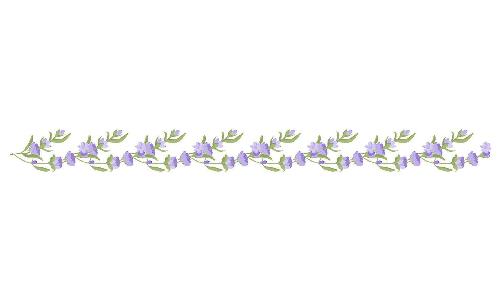 Decorative border of lavender flowers for your design. illustration isolated on white background. vector