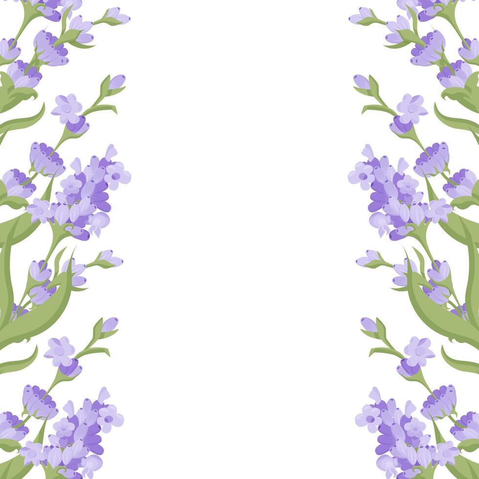 Decorative frame of lavender flowers for your design. illustration isolated on white background. vector