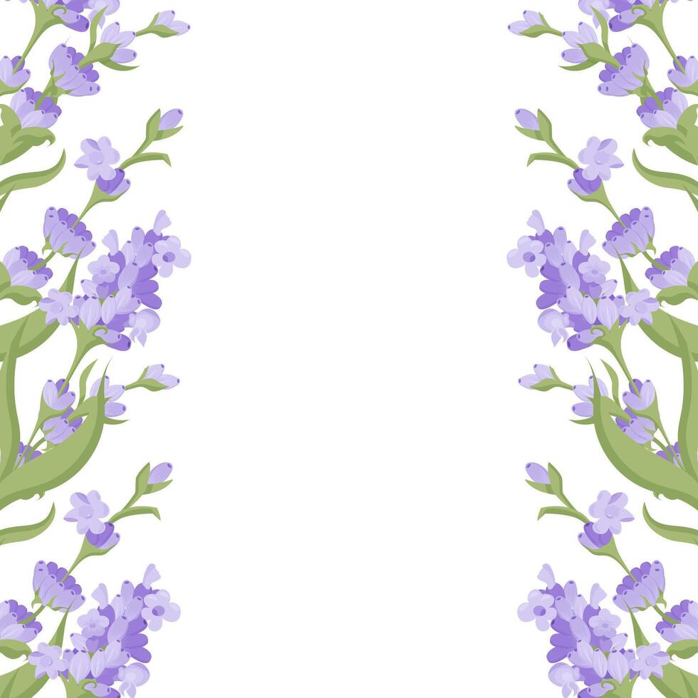 Decorative frame of lavender flowers for your design. illustration isolated on white background. vector