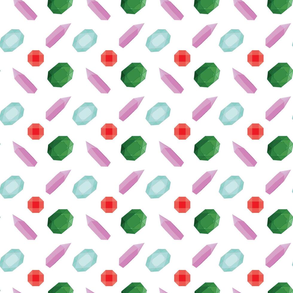 A scattering of precious stones. Multi-colored crystals, gems. Seamless pattern. illustration. vector
