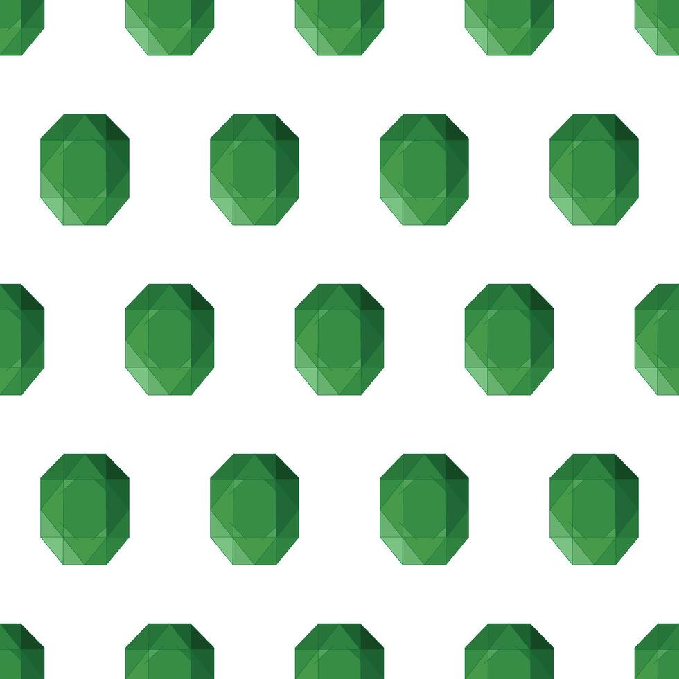 Emerald gemstone. Green crystal. Seamless pattern. illustration . vector