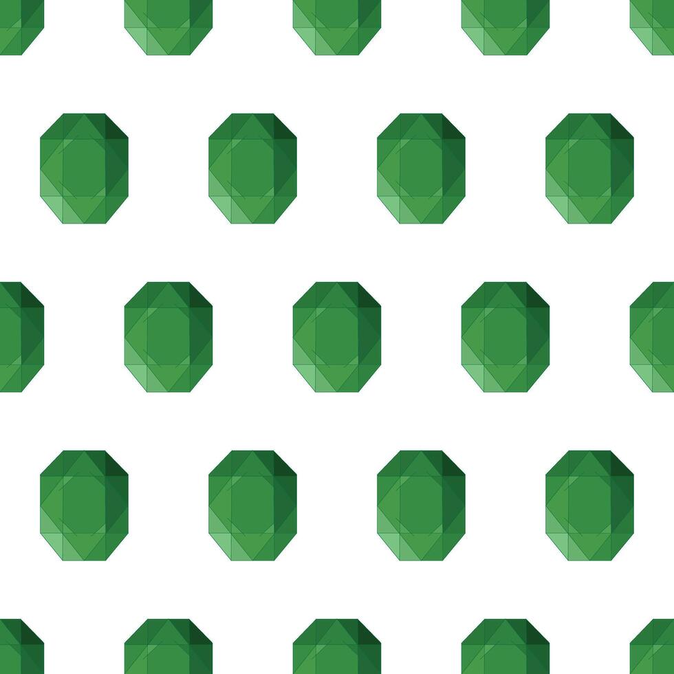 Emerald gemstone. Green crystal. Seamless pattern. illustration . vector