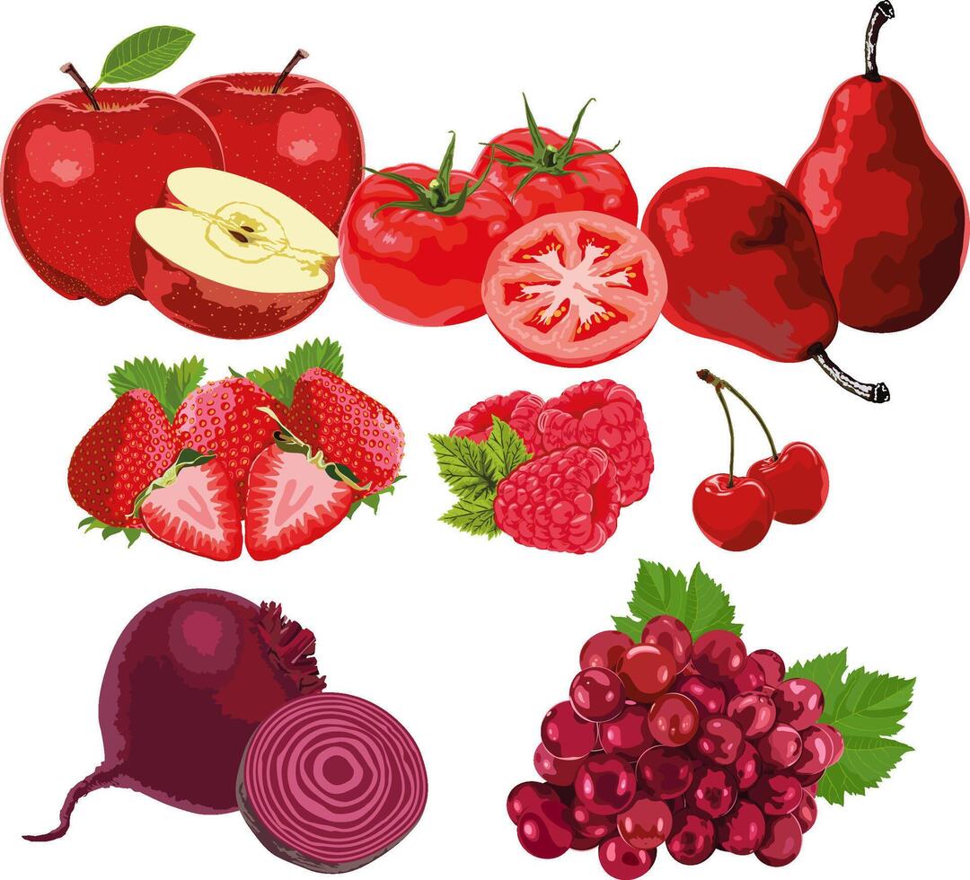 Red Fruits and Vegetables set 2 vector