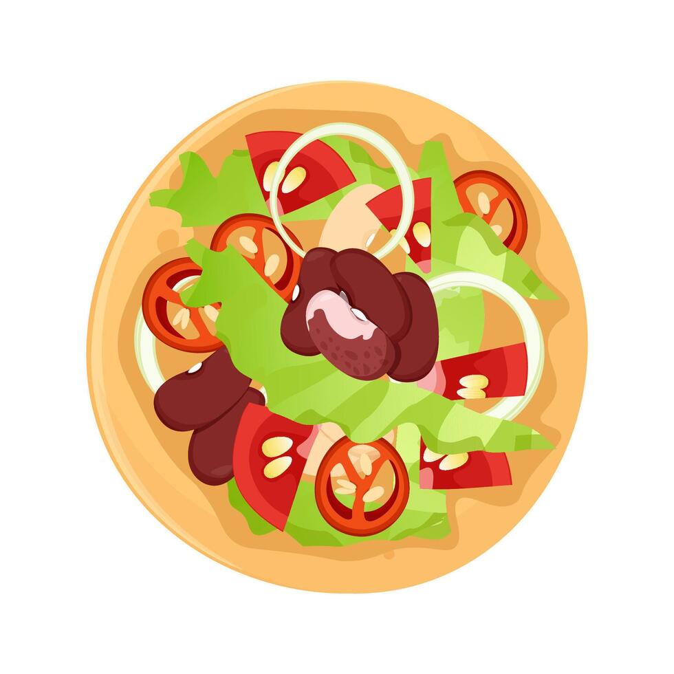 mexicano taco con frijoles, filo pimientos, cebollas, Tomates y lechuga vector