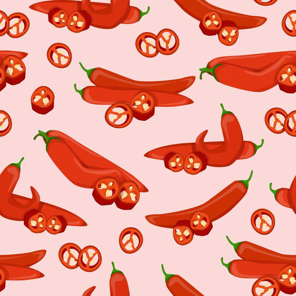 Seamless pattern of Mexican chili peppers vector