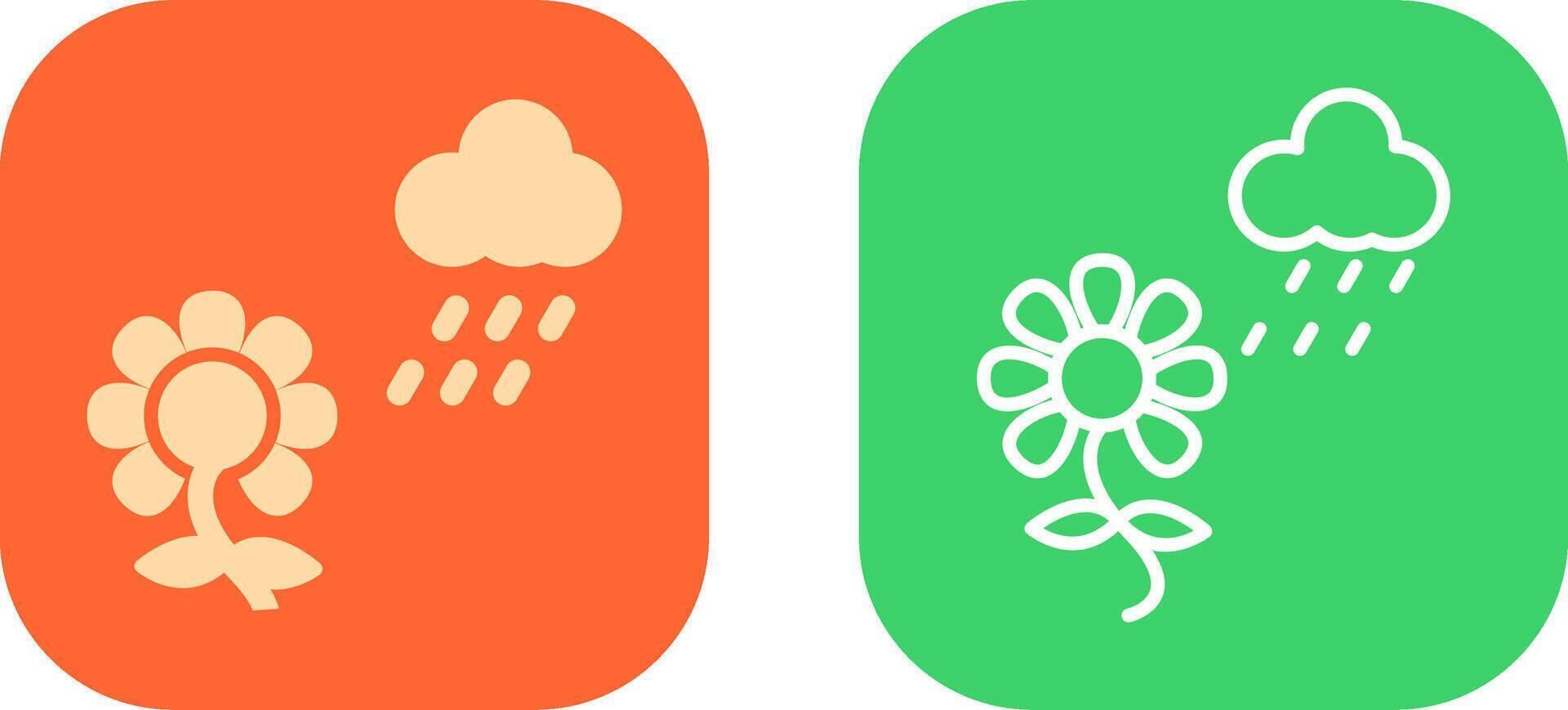 Flower with rain Icon Design vector