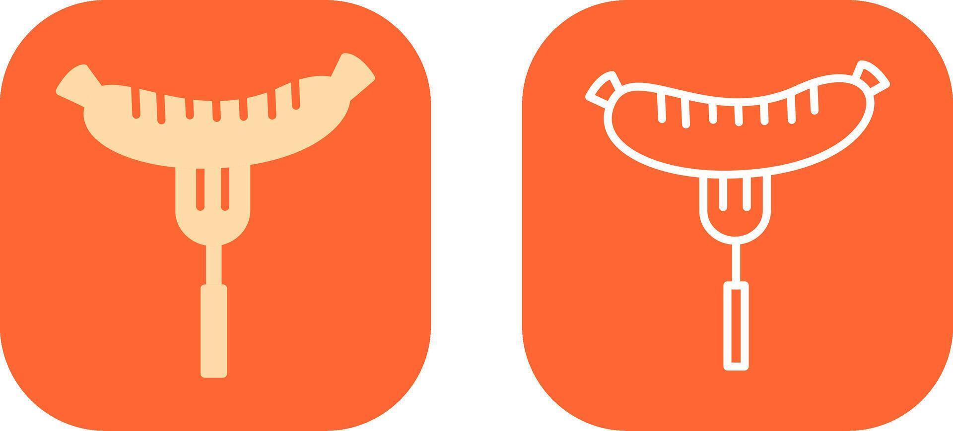 Sausage on Fork Icon Design vector