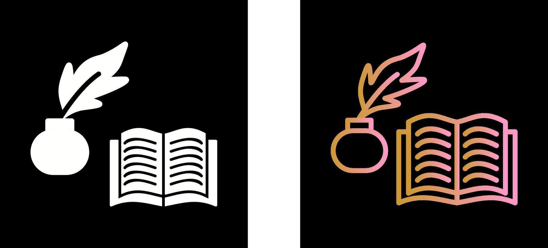 Quill and Book Icon Design vector