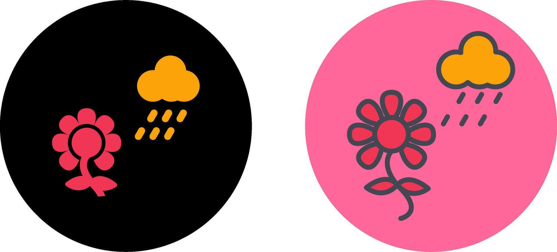 Flower with rain Icon Design vector