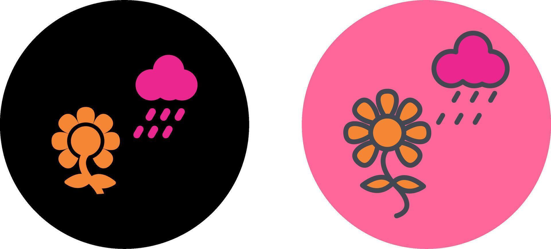 Flower with rain Icon Design vector