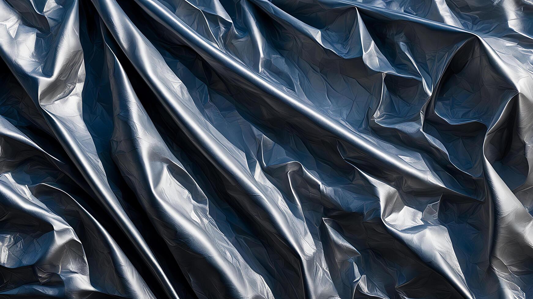 AI generated wrinkled black plastic texture photo