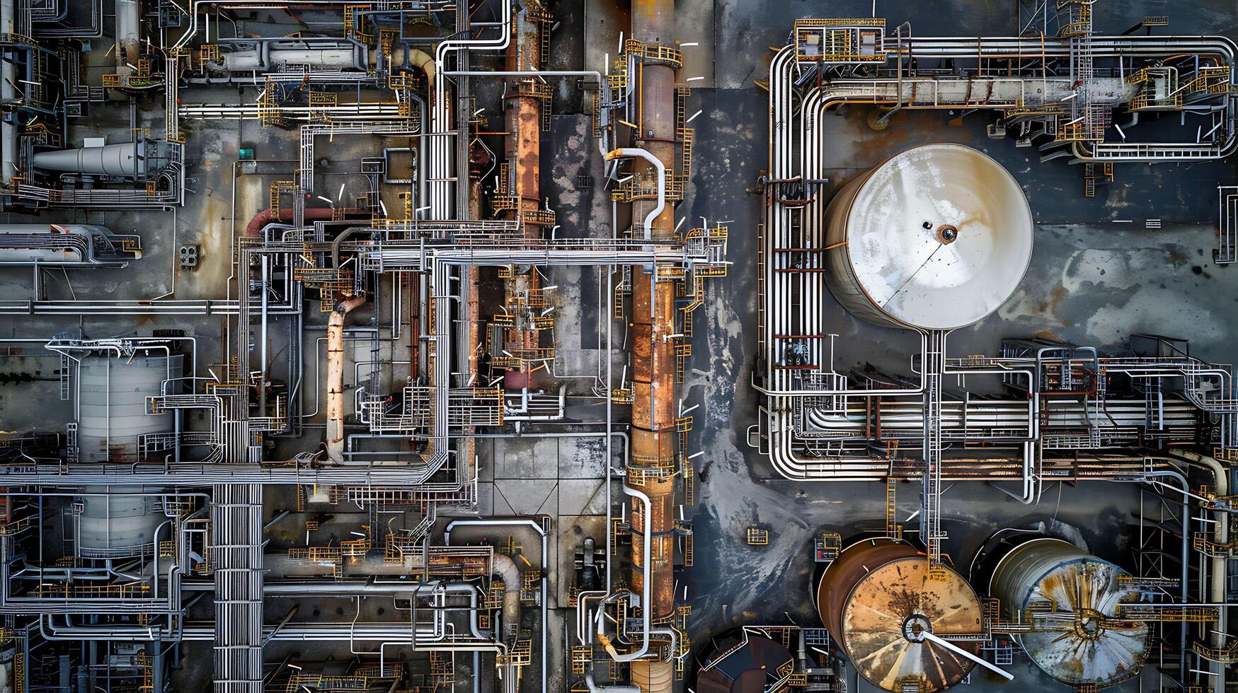 an overhead view of a large industrial plant photo