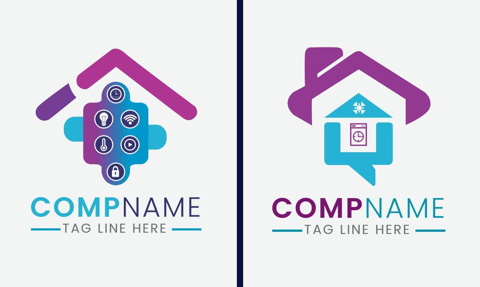 Home automation technology electronic digital internet smart building logo icon template design vector