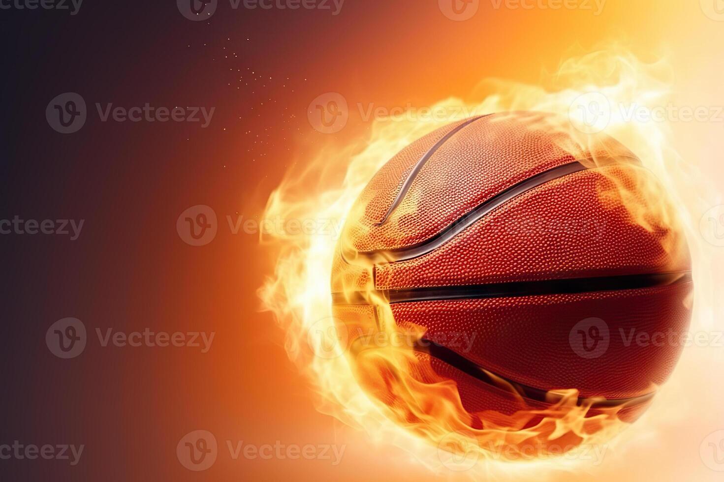 AI generated Igniting Passion and Power Basketball Ball on Fire. created with Generative AI photo