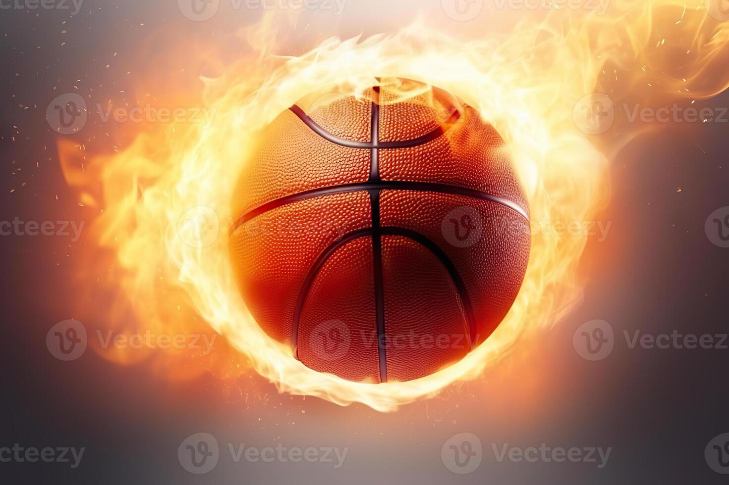ai generado encendido pasión y poder baloncesto pelota en fuego. creado con generativo ai foto