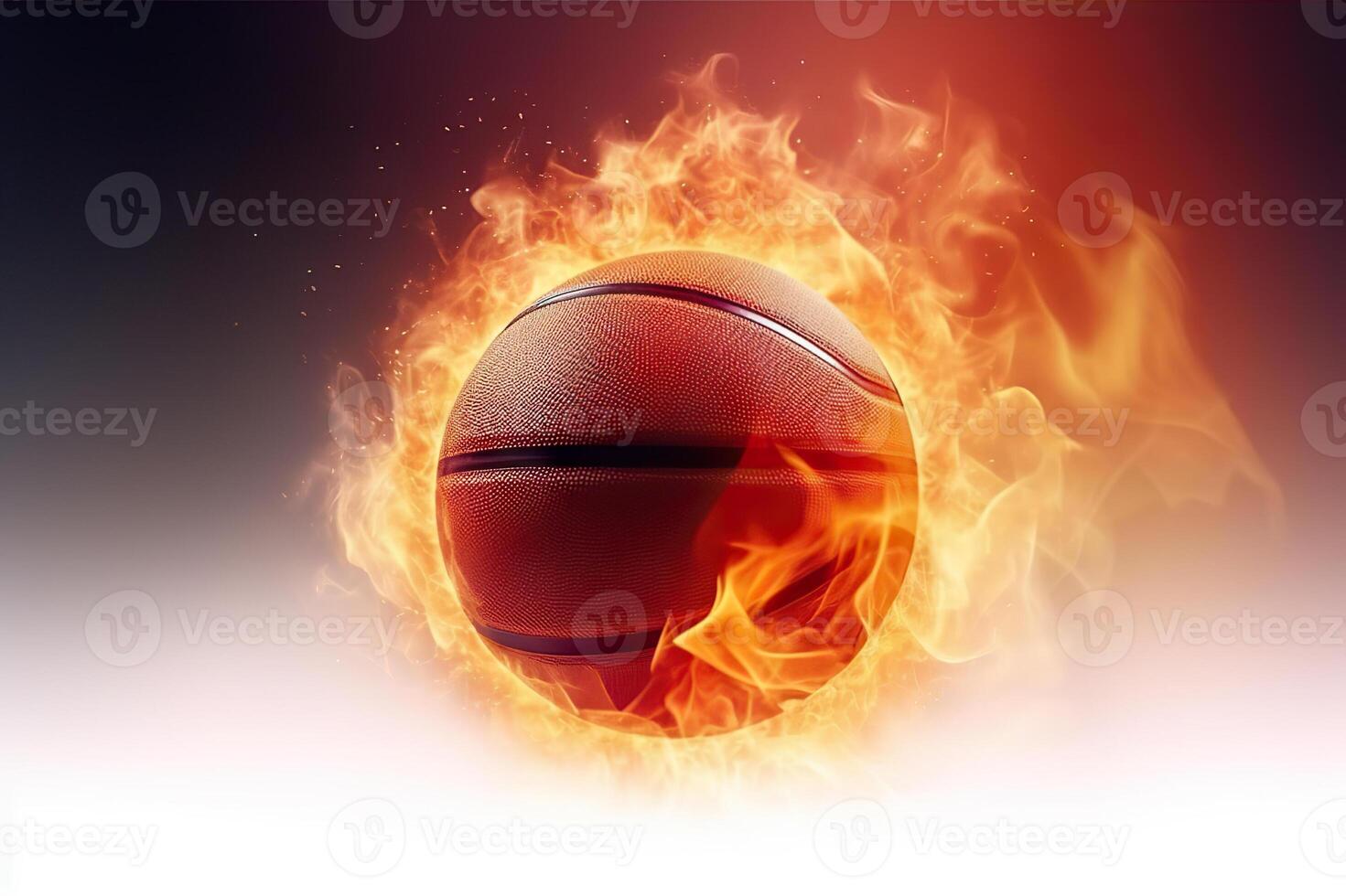 AI generated Igniting Passion and Power Basketball Ball on Fire. created with Generative AI photo