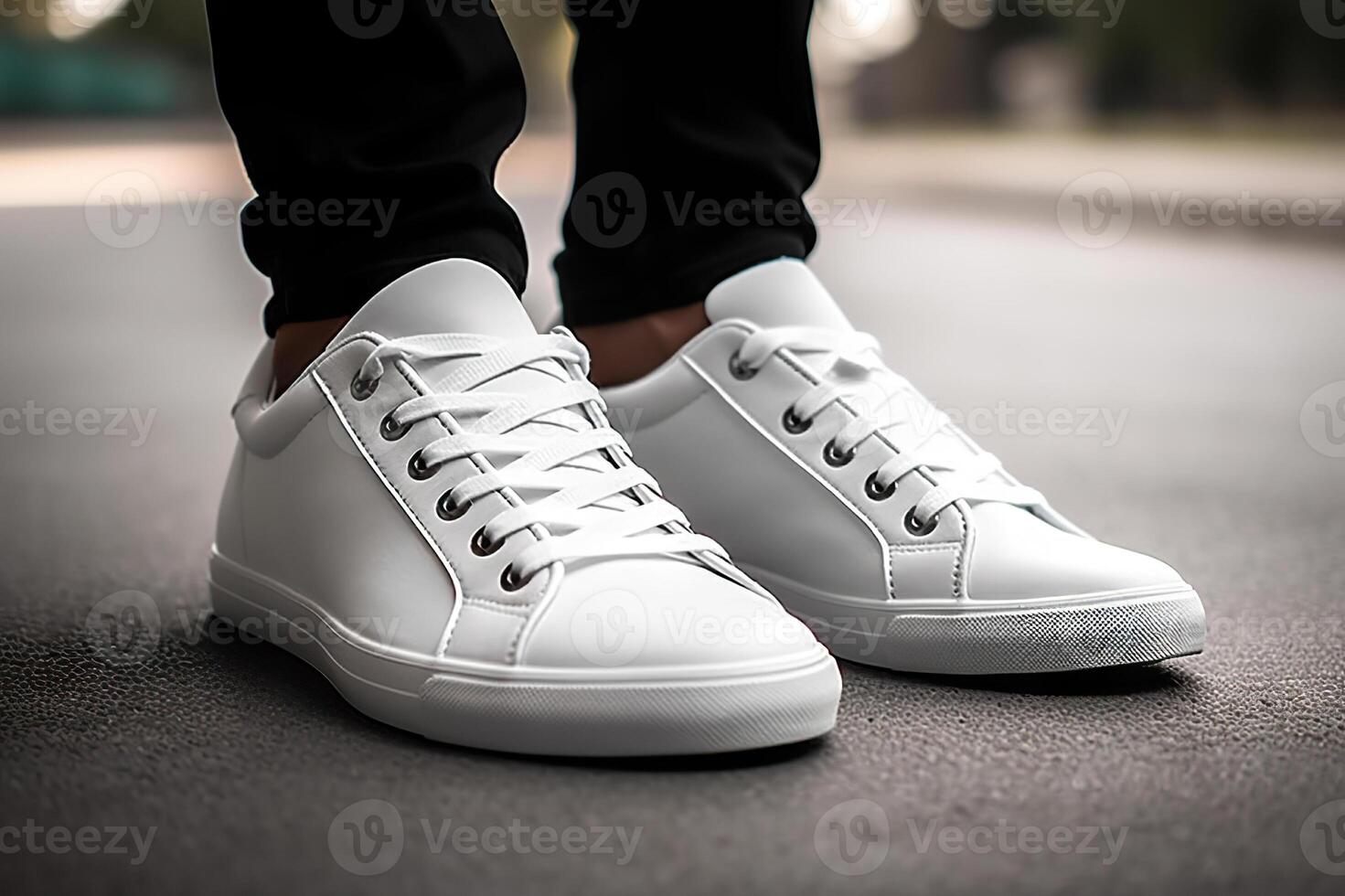 AI generated Embracing Style with White Sneakers. created with Generative AI photo