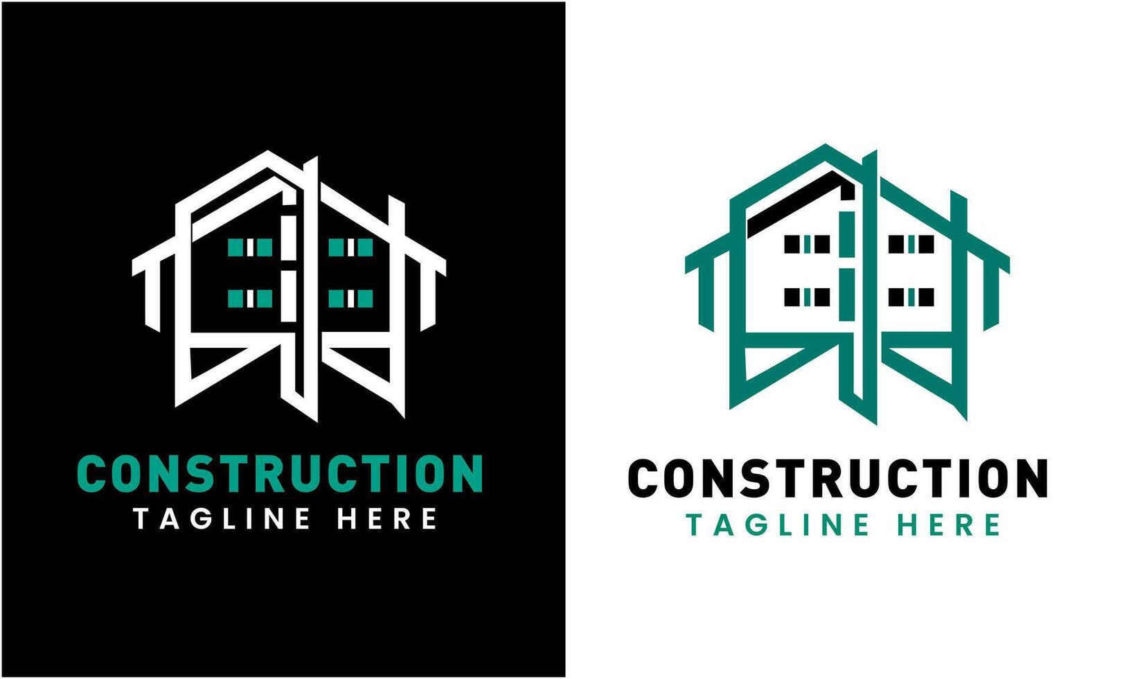 construcción minimalista edificio logo icono modelo idea vector