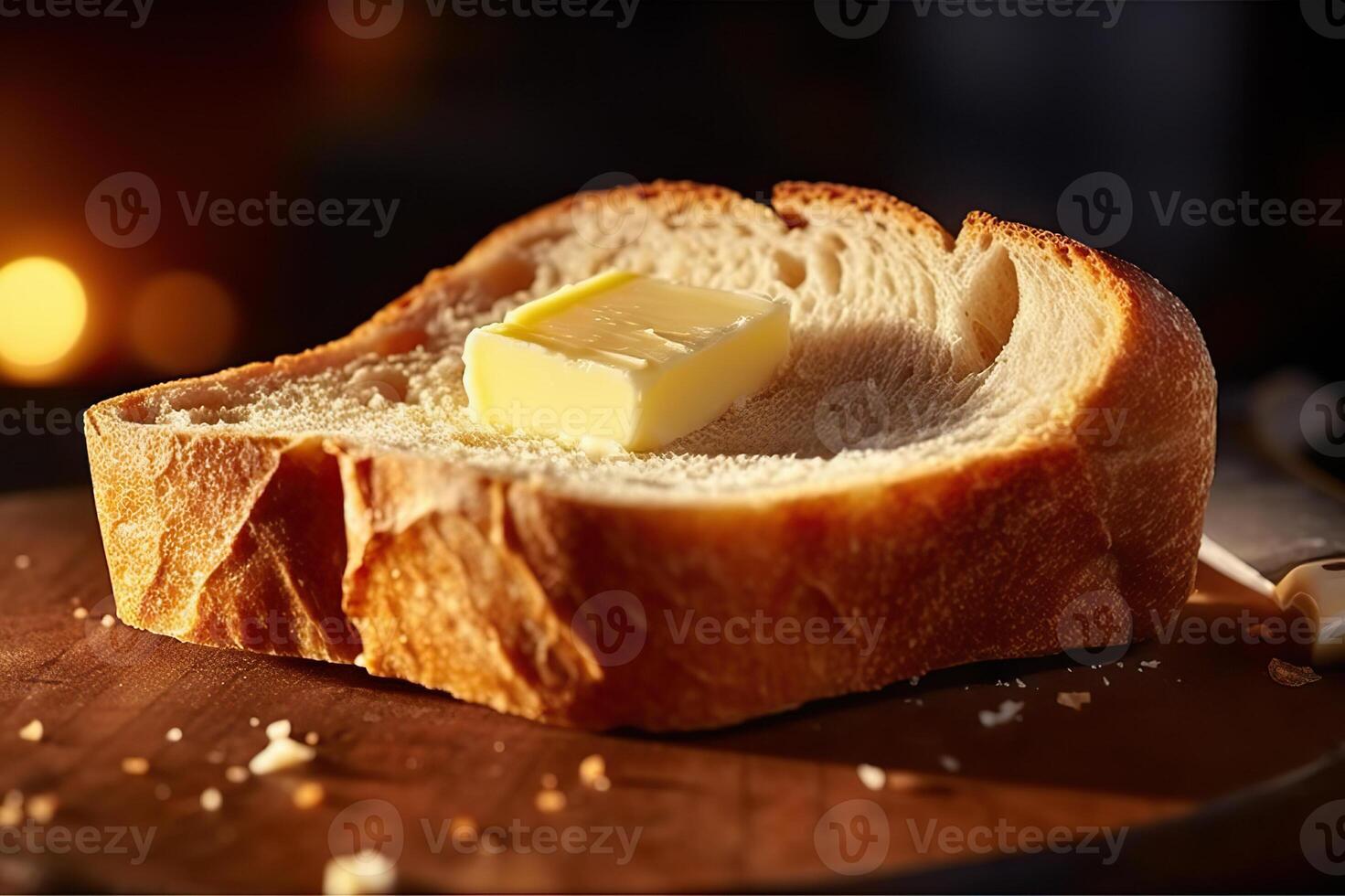 AI generated Savoring the Delight of Buttered Bread. created with Generative AI photo