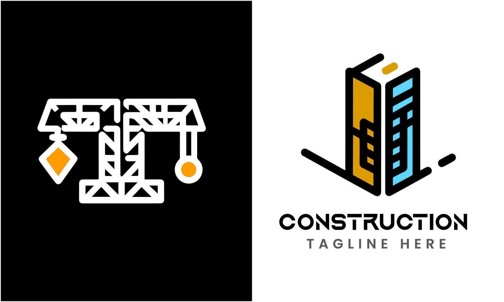 construcción minimalista edificio logo icono modelo idea vector