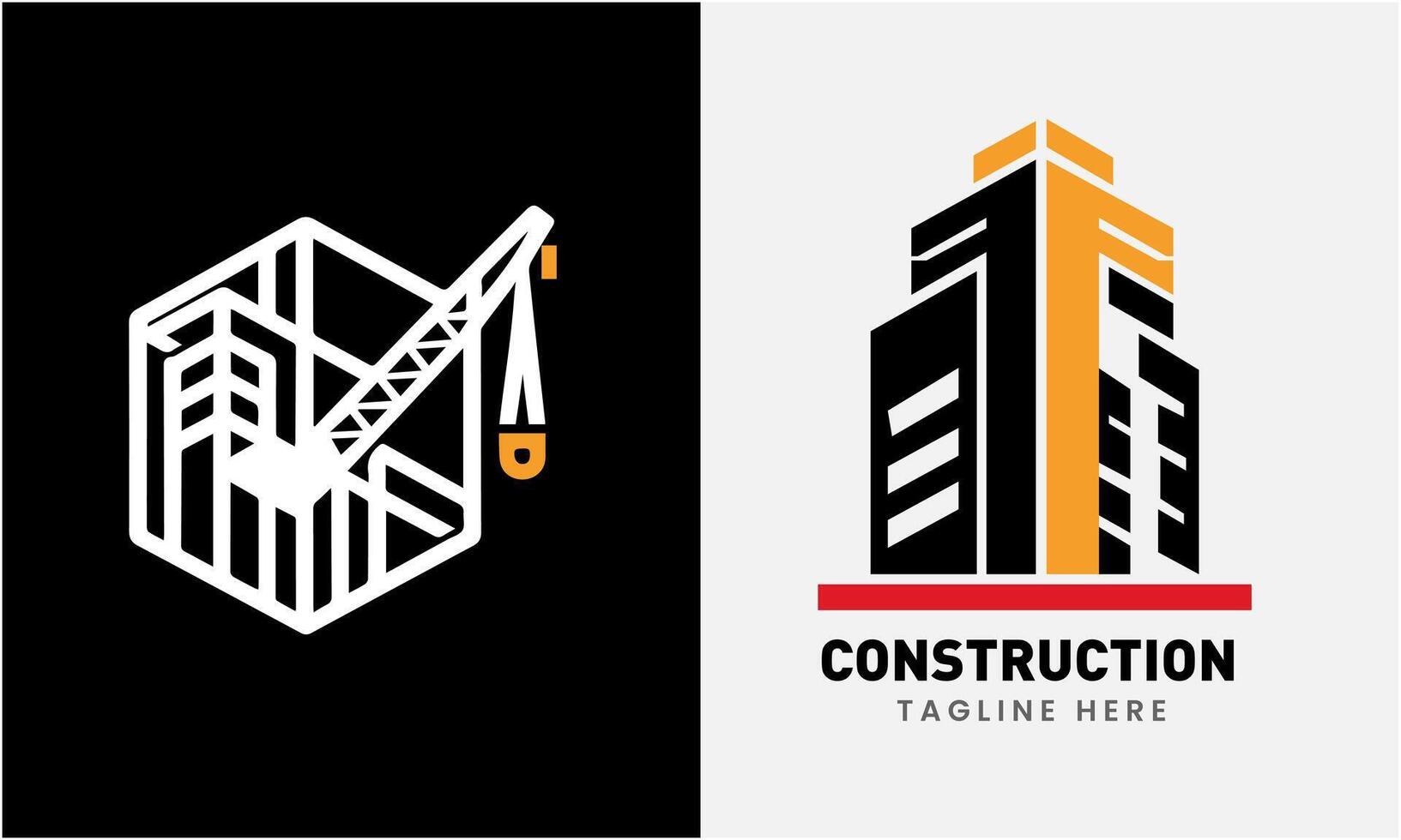 construcción minimalista edificio logo icono modelo idea vector