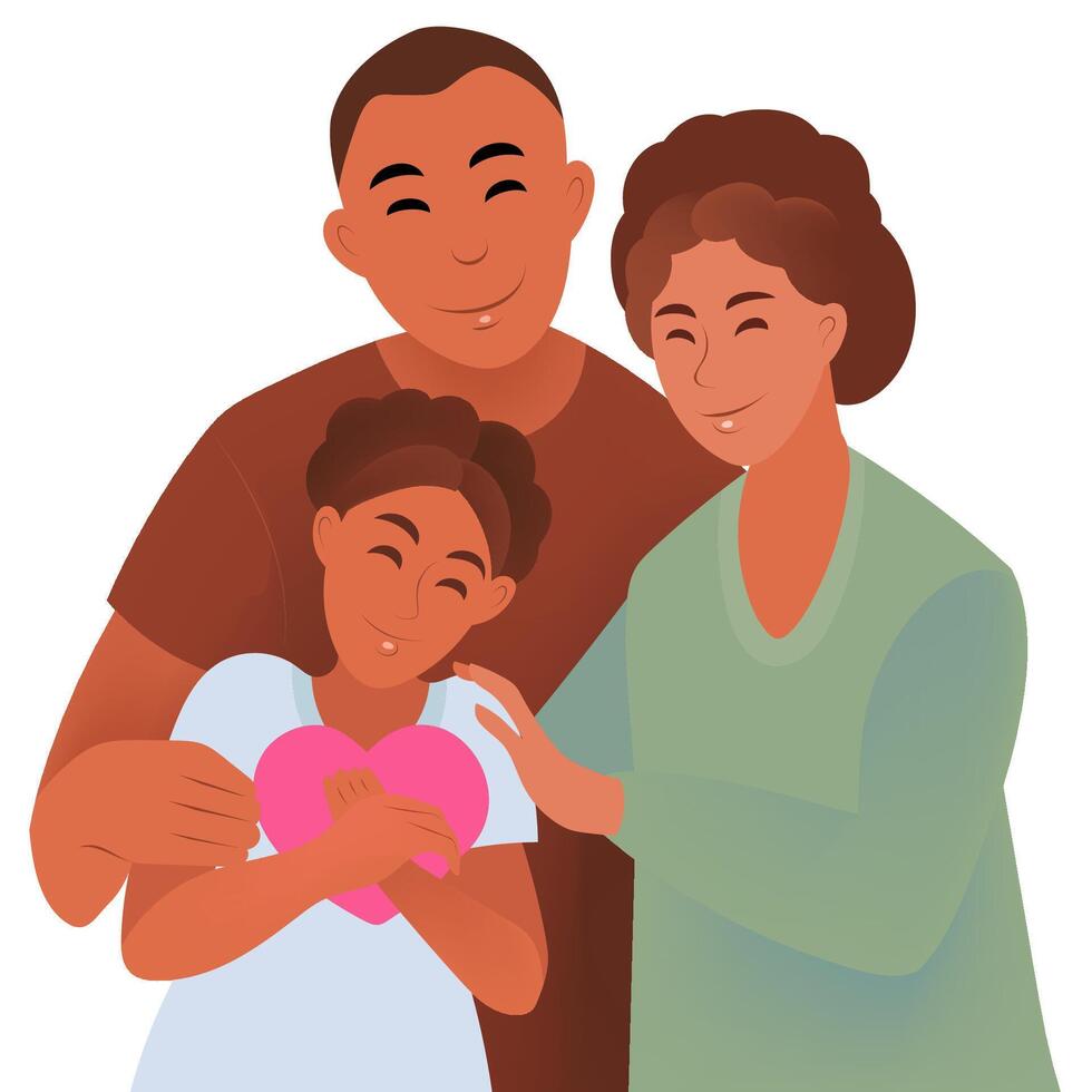 familia padres y niños abrazo juntos vector